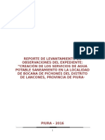 Reporte de Levantamiento de Observaciones Bocana de Pichones