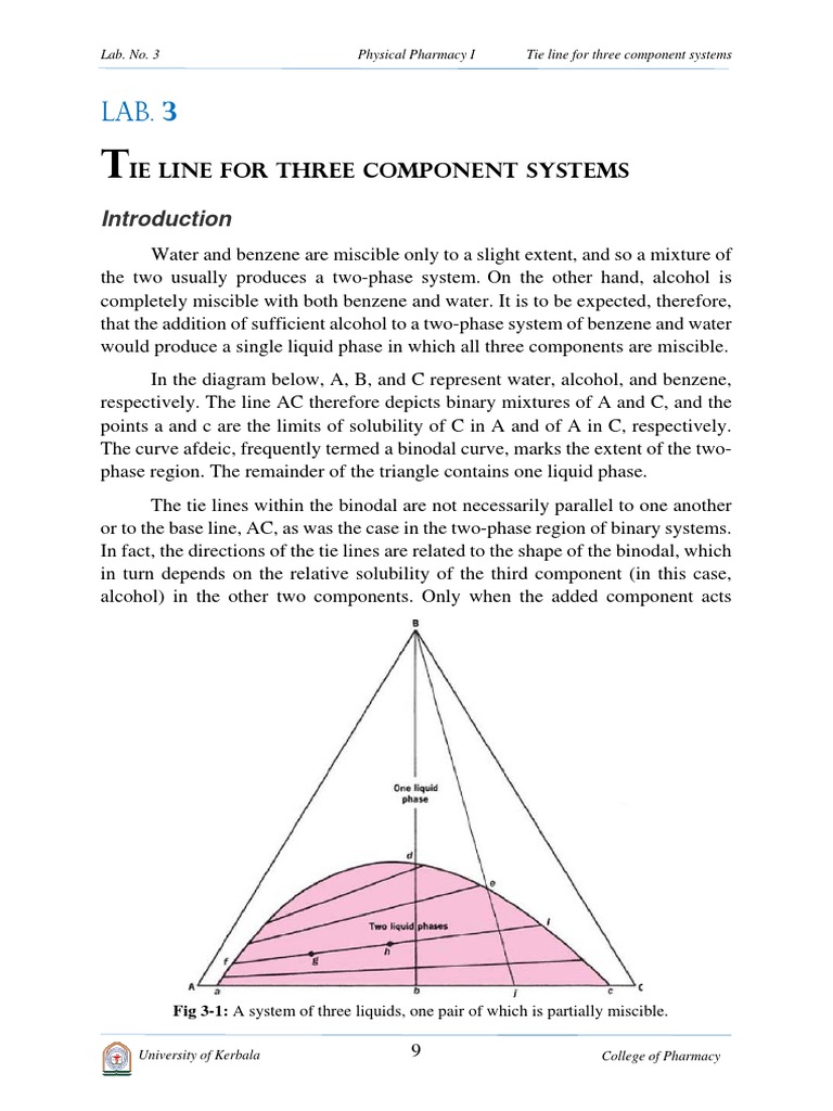 Tie Lines in Three-Component Systems | PDF | Solubility | Phase (Matter)