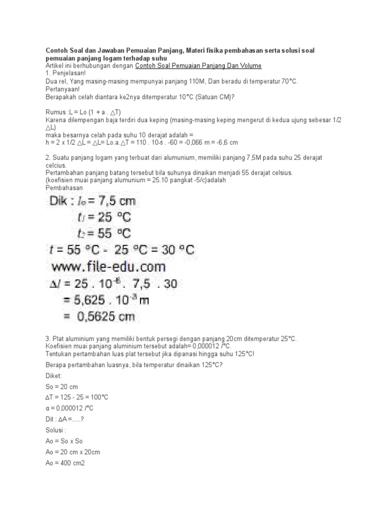 Contoh Soal Dan Jawaban Pemuaian Panjang