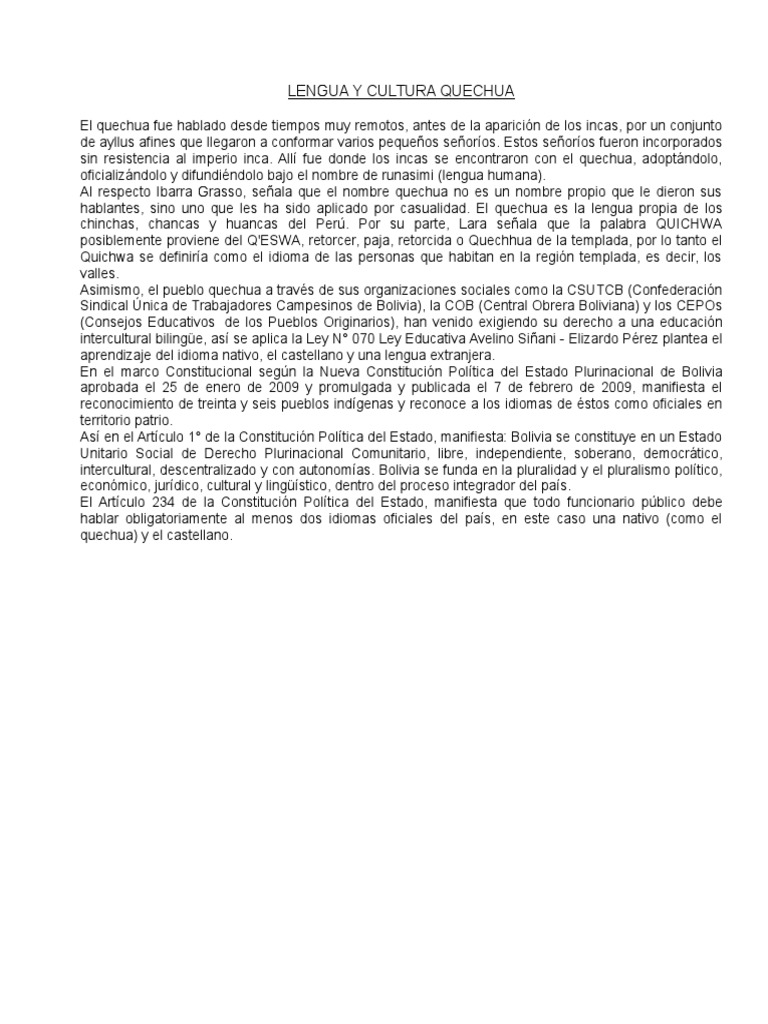 Lengua y Cultura Quechua | PDF | Fonema | Fonología