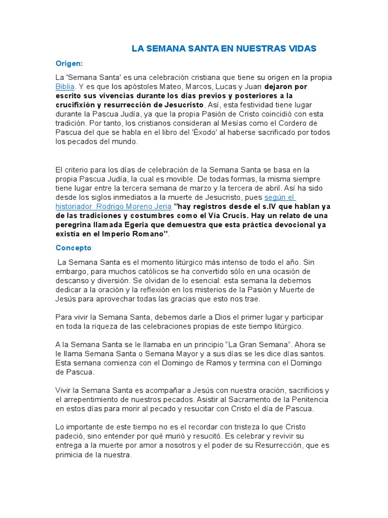 Semana Santa: Significado y Celebración | PDF | Pascua de Resurrección ...