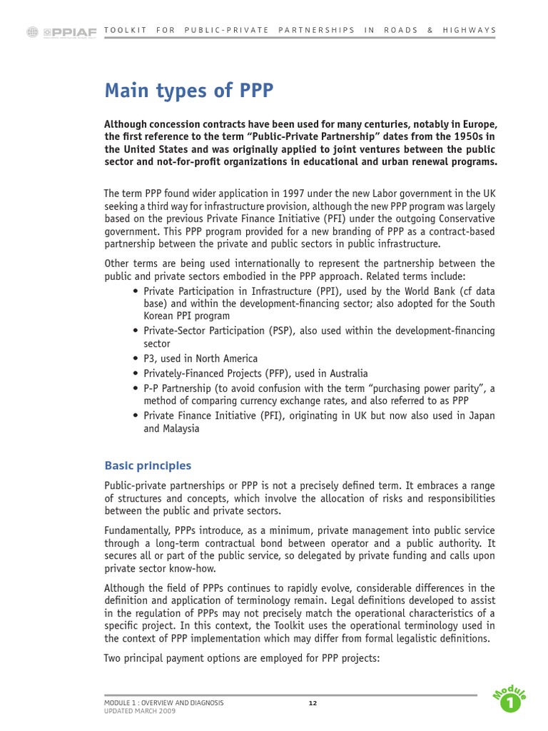 Public Private Partnerships Main Types of PPP | PDF | Public–Private ...