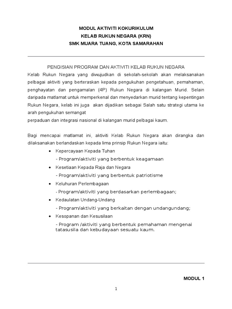 Documents Tips Modul Aktiviti Kelab Rukun Negara Pdf