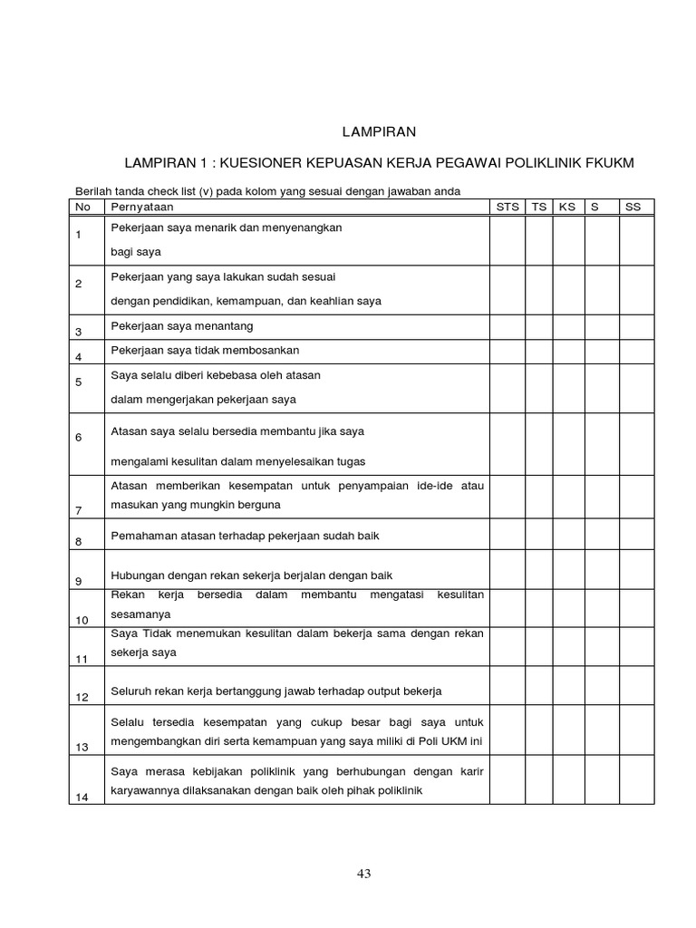 Contoh Form Survey Kepuasan Kerja Contoh Form Survey Kepuasan Kerja