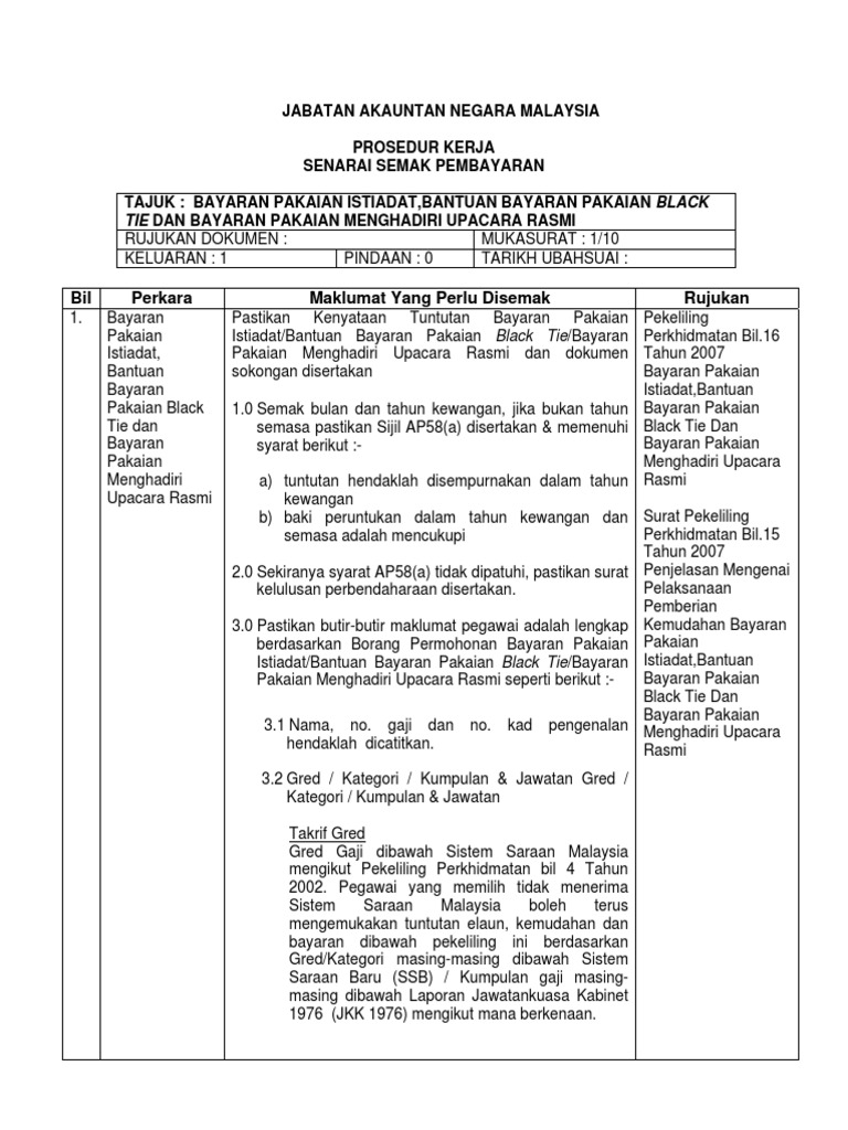 Bayaran Pakaian Istiadat Pdf
