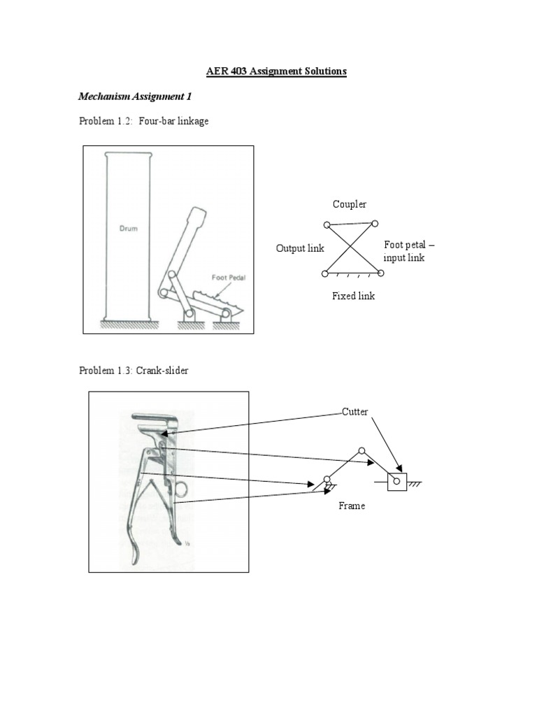 Mechanism Assignment 1: Problem 1.2: Four-Bar Linkage | Download Free ...
