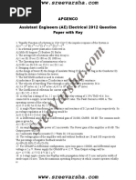 APGENCO Assistant Engineers Electrical 2012 Paper With Key