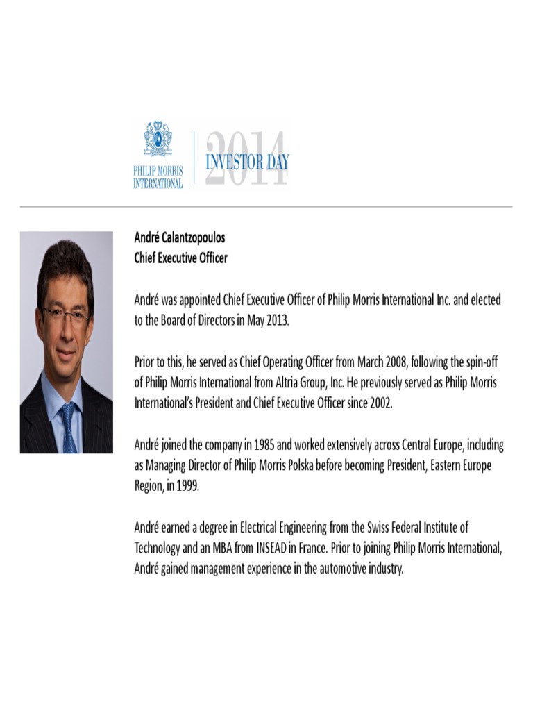 Profile of André Calantzopoulos | PDF | Tobacco Industry | Industries