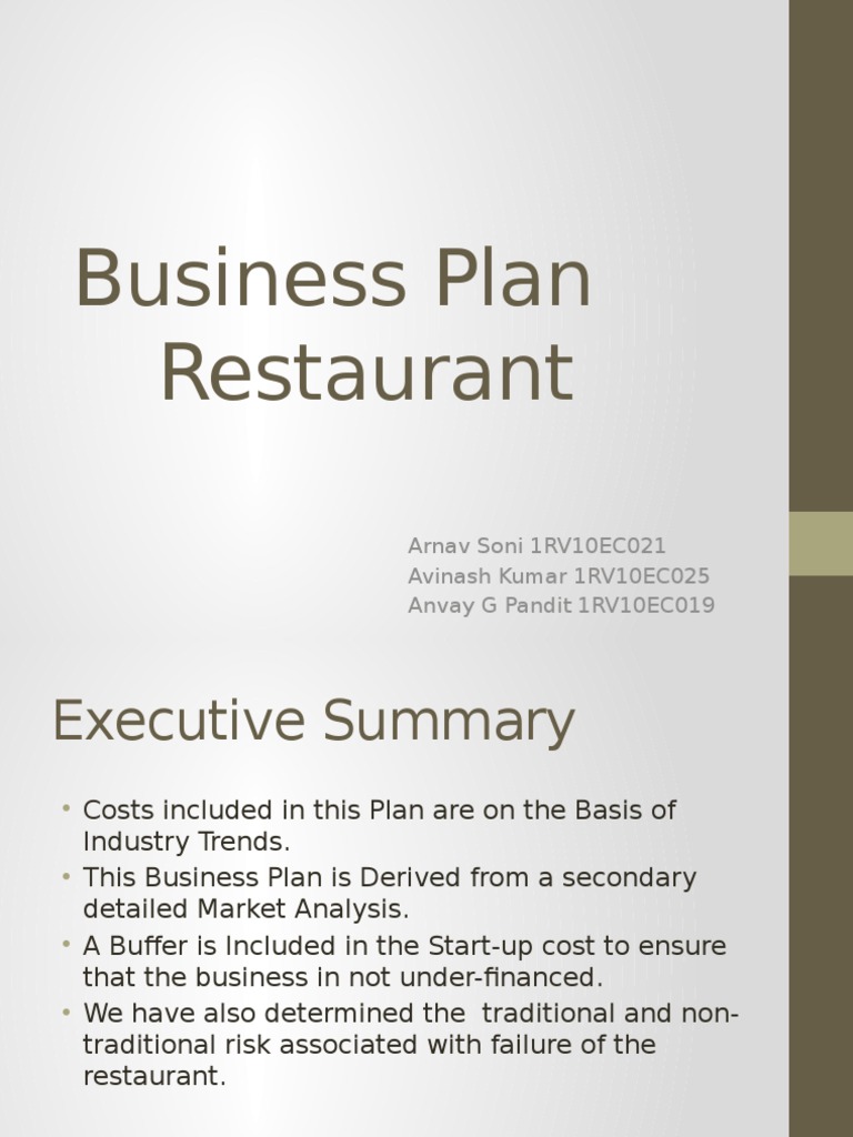 what does a restaurant business plan look like