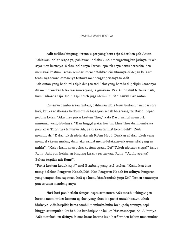 Cerpen PAHLAWAN IDOLA