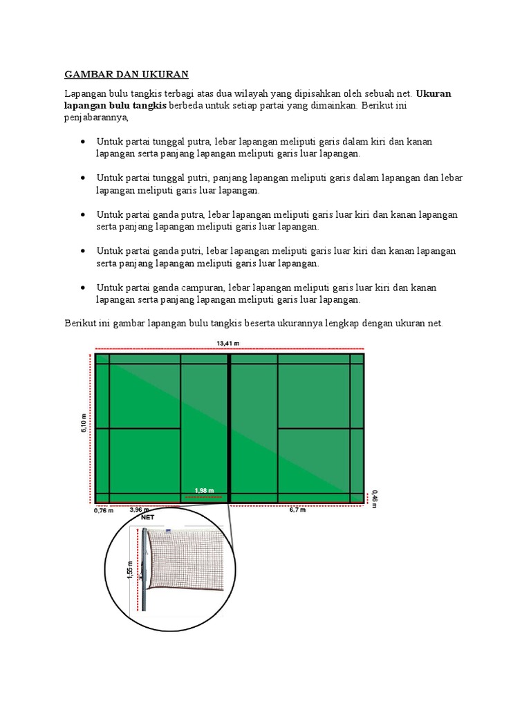 Gambar Dan Ukuran Lapangan Bulu Tangkis Pdf