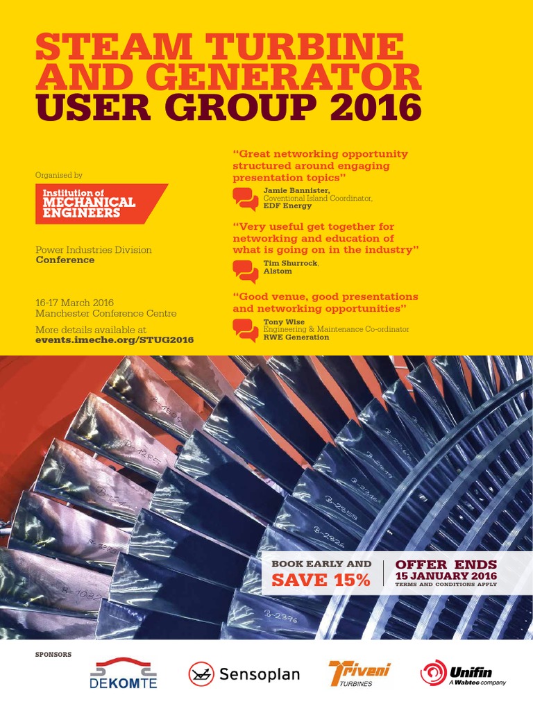 Steam Turbine User Group 2016 PDF Turbine Electric Generator