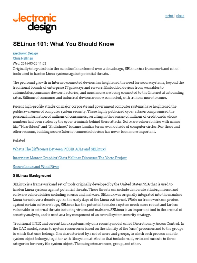 SELinux Basics for Secure Linux Systems | PDF | Computer File | Linux