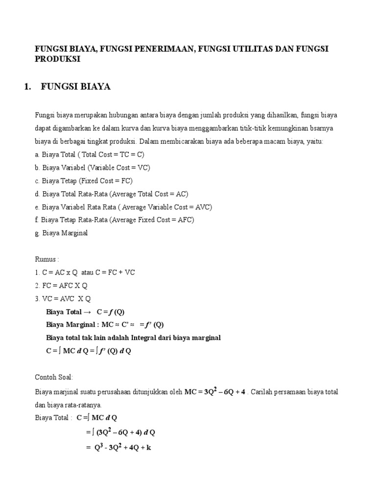 33+ Contoh soal fungsi biaya total matematika ekonomi information