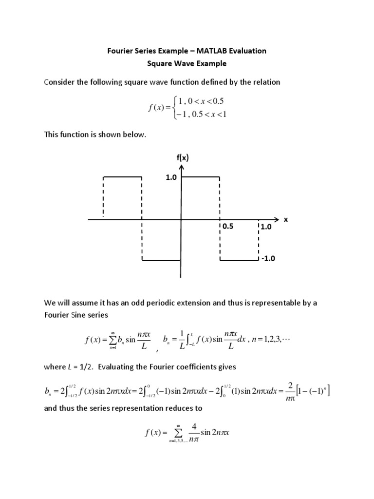 Square Wave Fourier Series in MATLAB | PDF