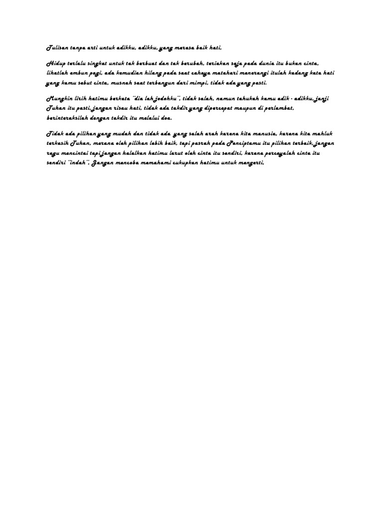 Tulisan Tanpa Arti Untuk Adikku Pdf