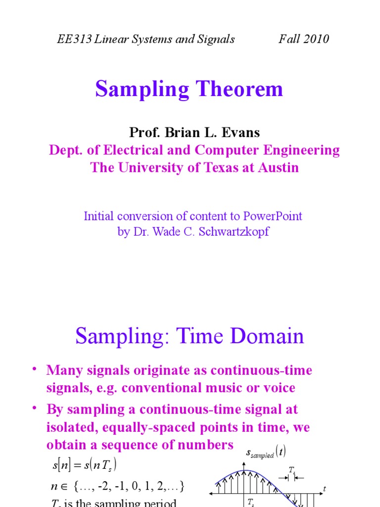 Sampling Theorem in Signal Processing | PDF | Sampling (Signal ...