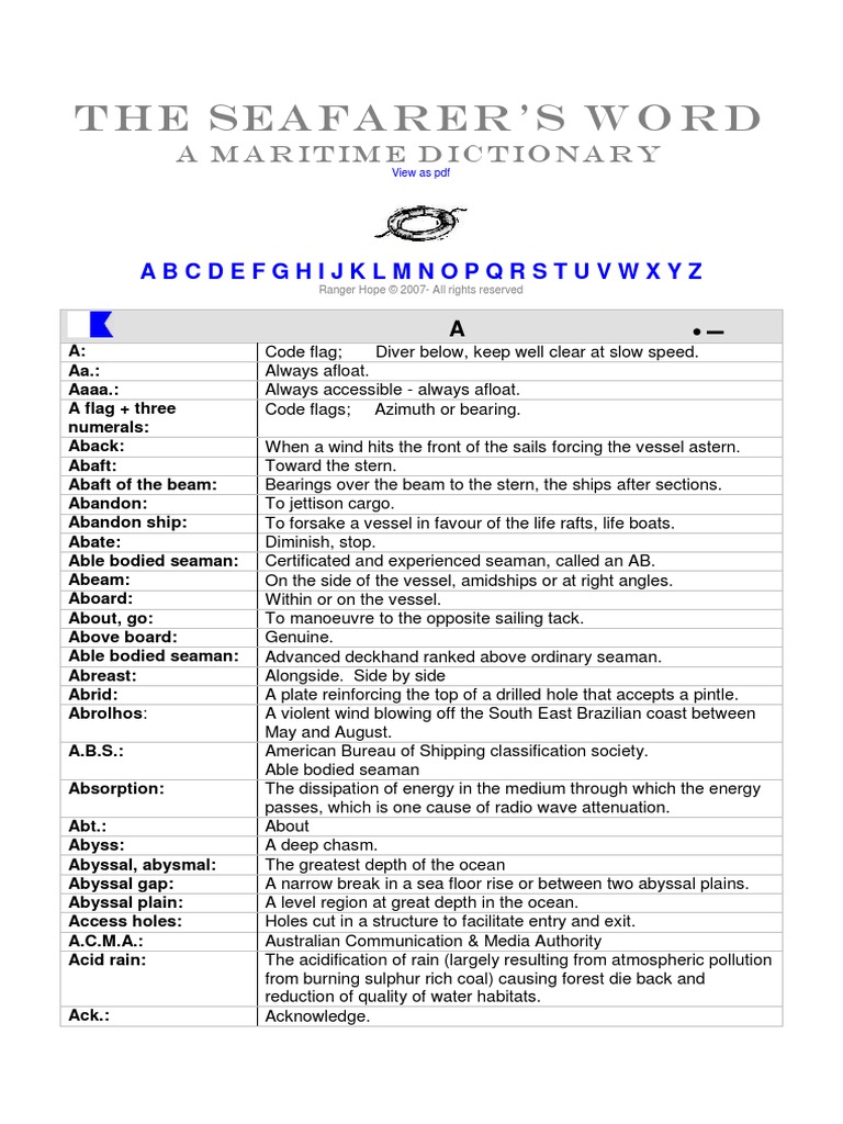 Maritime Dictionary PDF Ships Anchor