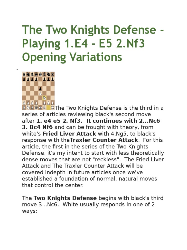 Two Knights Defense Overview | PDF