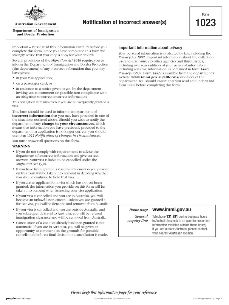 form 1023 notification of incorrect answer(s)