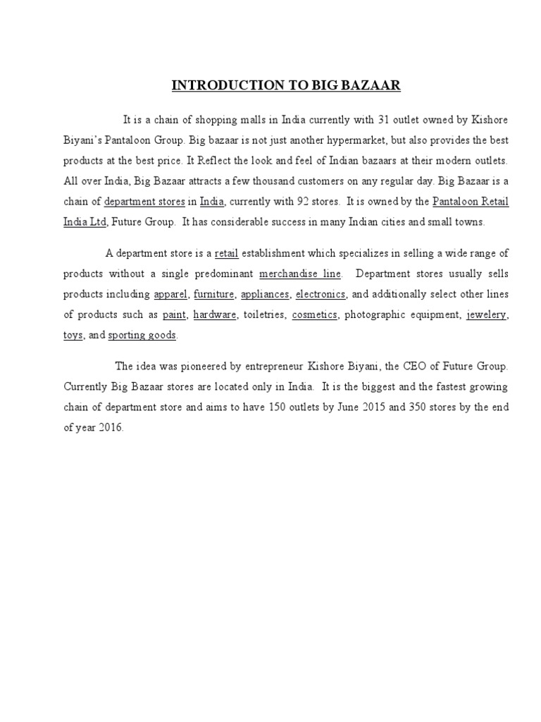 Introduction To Big Bazaar | Download Free PDF | Promotion (Marketing ...