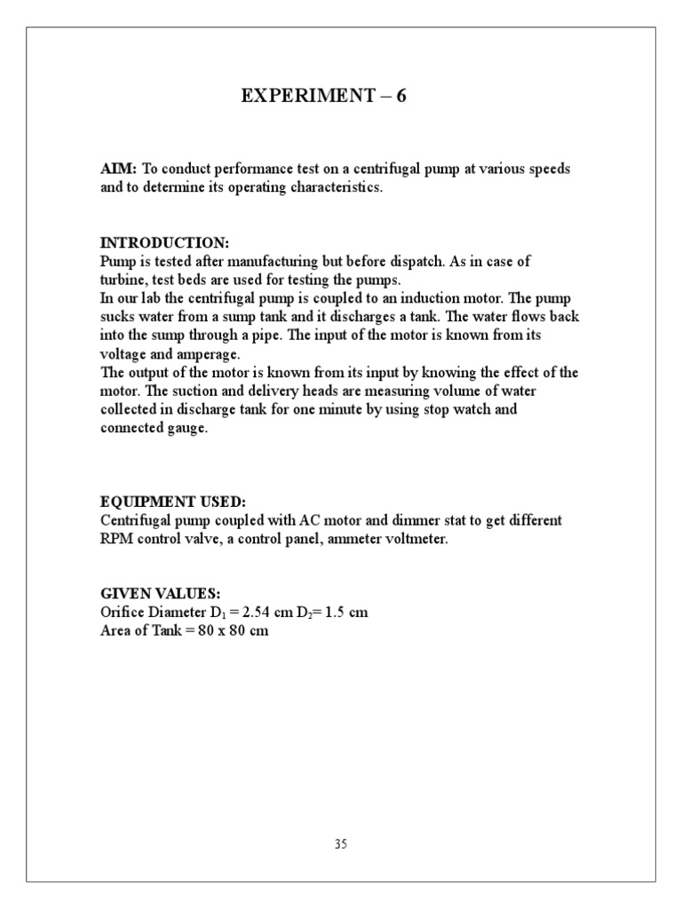 Centrifugal Pump Performance Testing | PDF