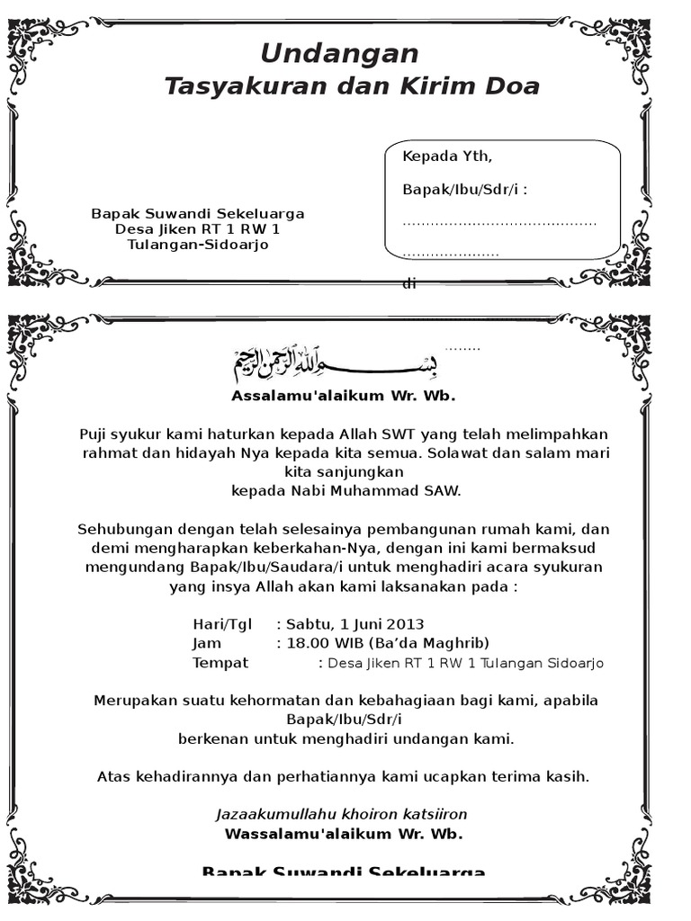 7000 Contoh Format Undangan Syukuran Rumah Baru Gratis