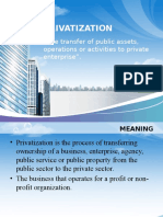 Privatization: "The Transfer of Public Assets, Operations or Activities To Private Enterprise"