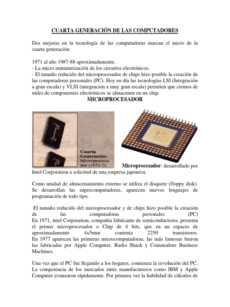 Cuarta Generación de Computadoras (1971-1983) | PDF | Microprocesador ...