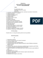 Tematica Pentru Examenul de Medic Specialist OFTALMOLOGIE