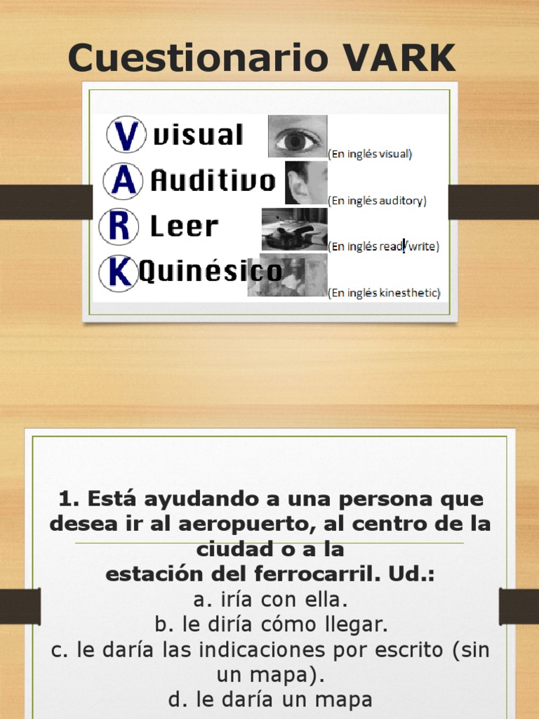 Cuestionario de Estilos de Aprendizaje VARK | PDF | Libros | Aprendizaje