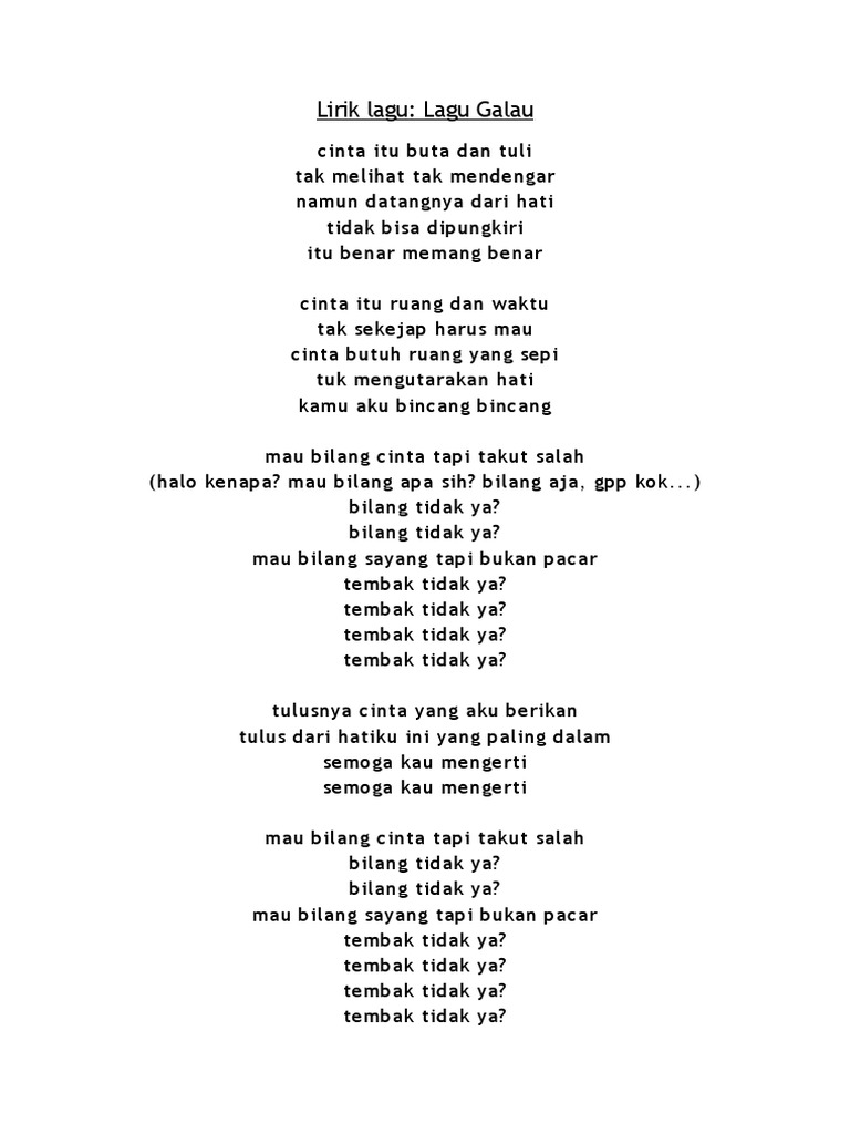 Lirik Lagu Galau