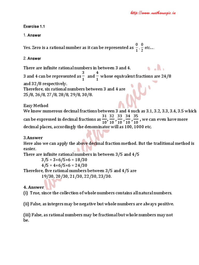 Rational Numbers Exercise Guide | PDF