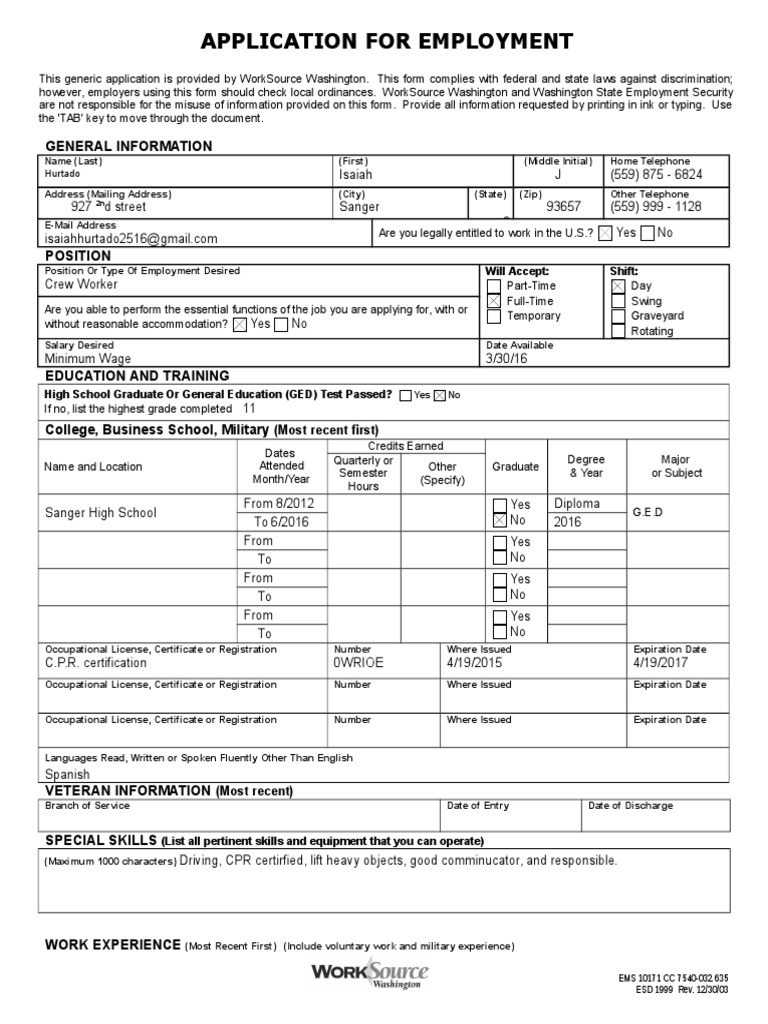 employment application form 2 pdf employment labor