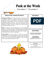 November 2 - November 6: What Are We Learning This Week?