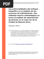 Guelman, Martin (2011). Las Potencialidades Del Enfoque Biografico en El Analisis de Los Procesos de Individuacion. Una Reflexion Teorico (..)