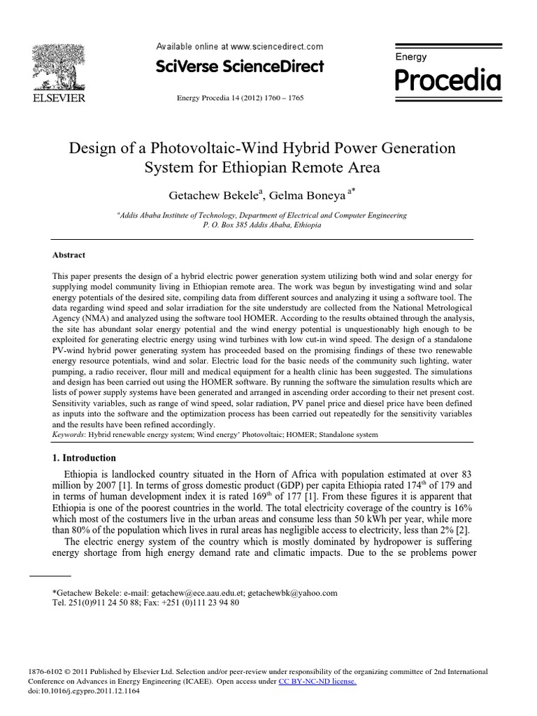 Design of A Photovoltaic-Wind Hybrid Power Generation System For ...