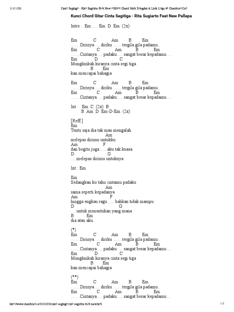 Cinta Tiga Segi Chord Tab