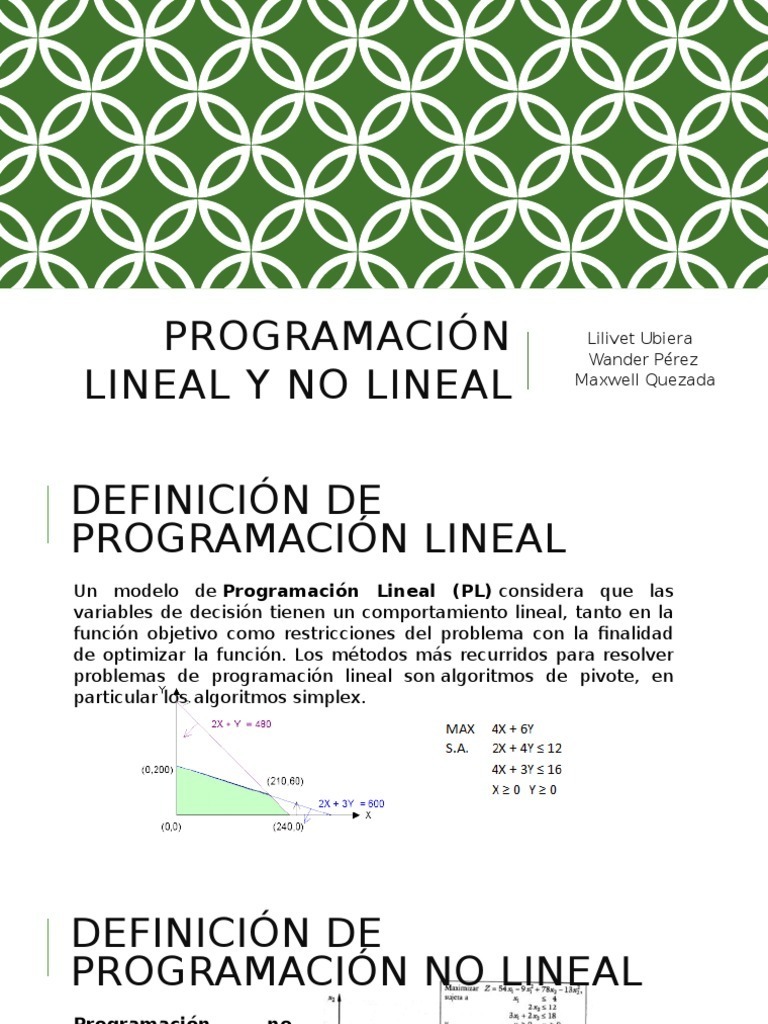Programación Lineal y No Lineal | PDF | Programacion no lineal ...