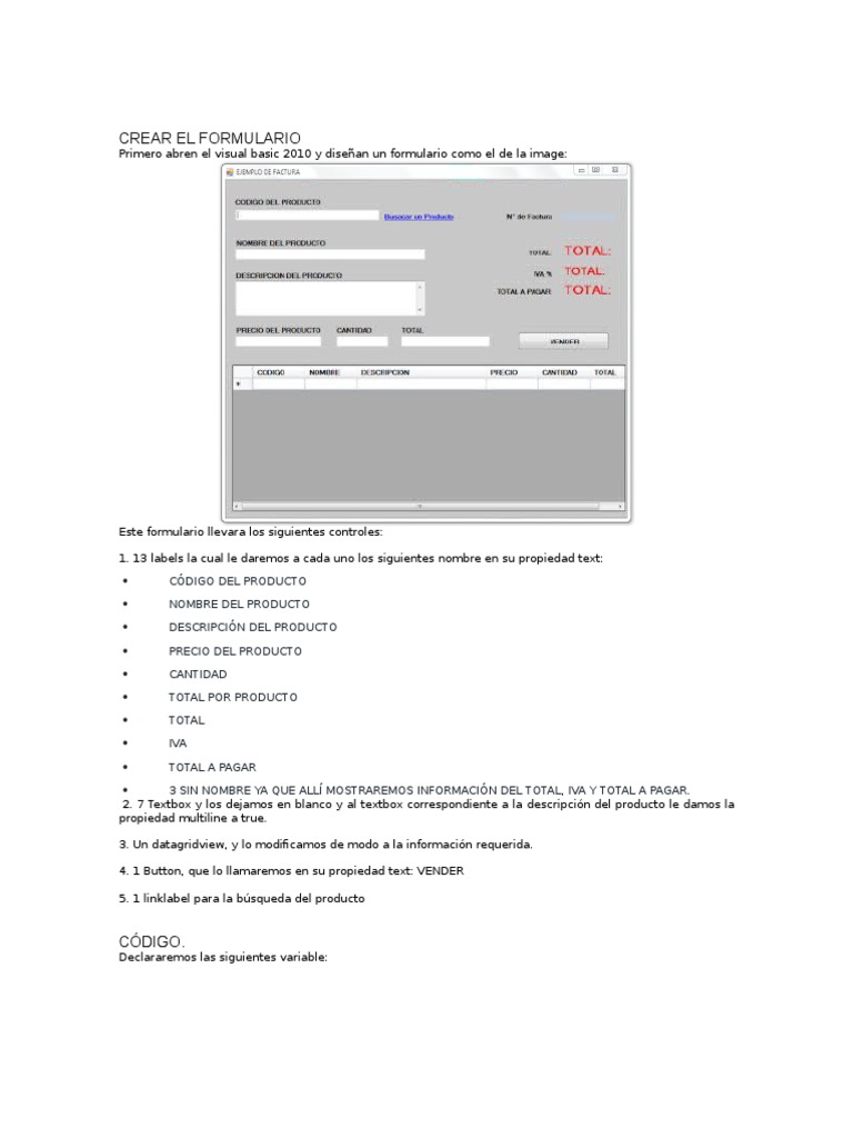Visual Basic - Net Diseño de Una Factura | PDF