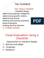 Close Evaluation Using a Checklist (CEUC