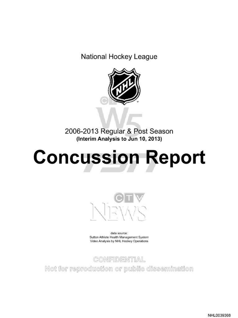 Concussion National Hockey League PDF Ice Hockey Injury