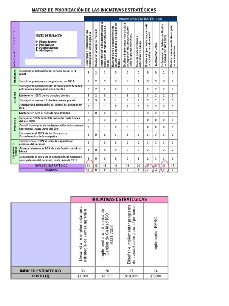 Matriz de Priorización de Iniciativas Estratégicas | PDF