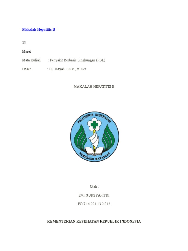 Makalah Hepatitis B Lengkap Pdf Contoh Makalah