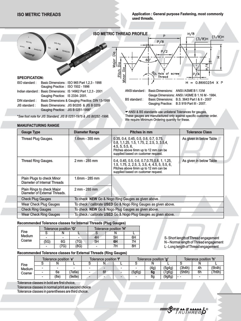 Iso Metric Thread | PDF | Metalworking | Mechanical Engineering