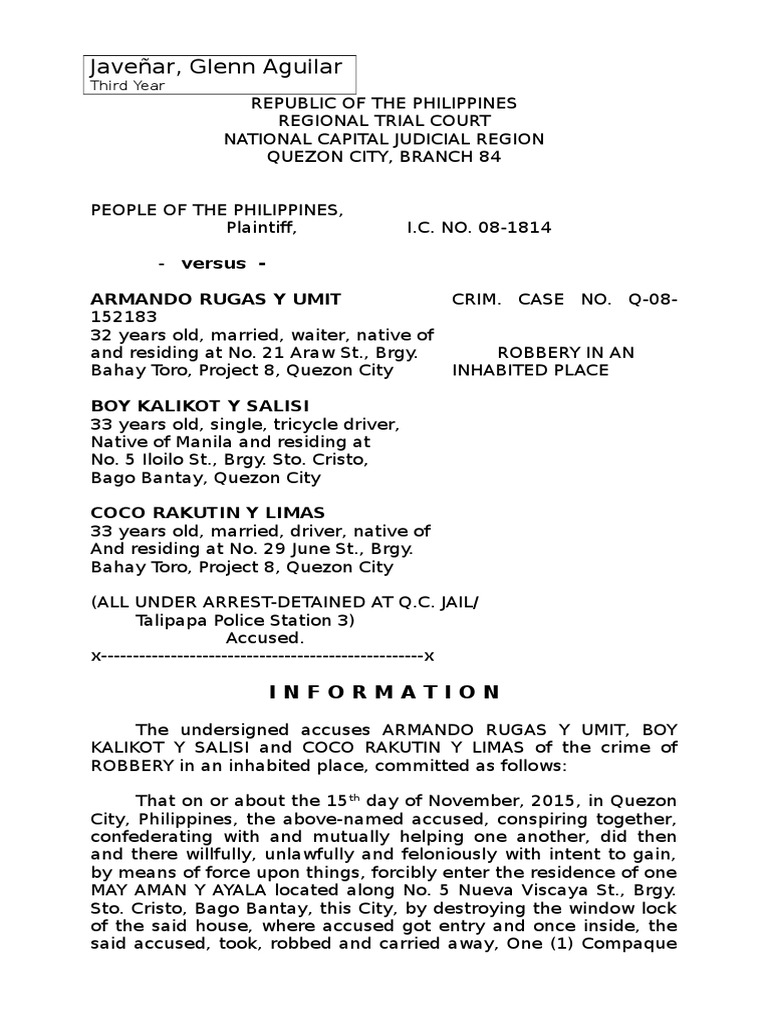 Information For Robbery PDF Judiciaries Government Information