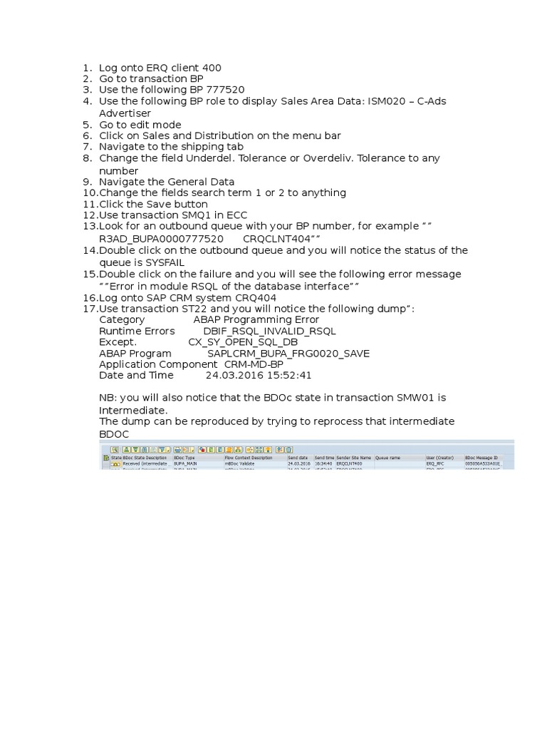 CRM BP Replication Issue | PDF
