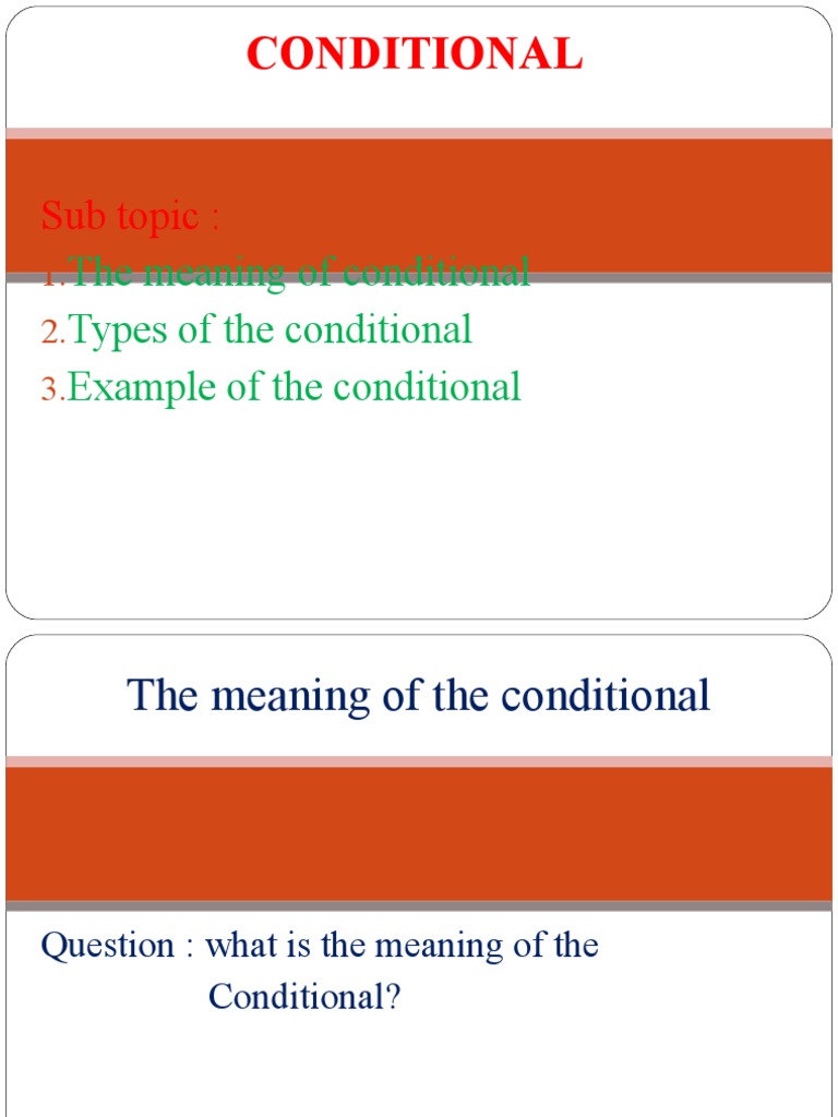 Understanding Conditional Meaning & Types | PDF | Language Arts ...