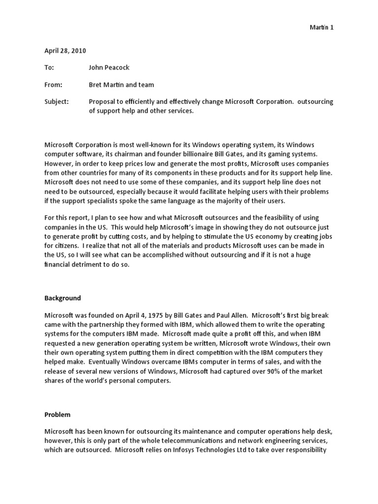 Proposal 2 | PDF | Microsoft | Outsourcing