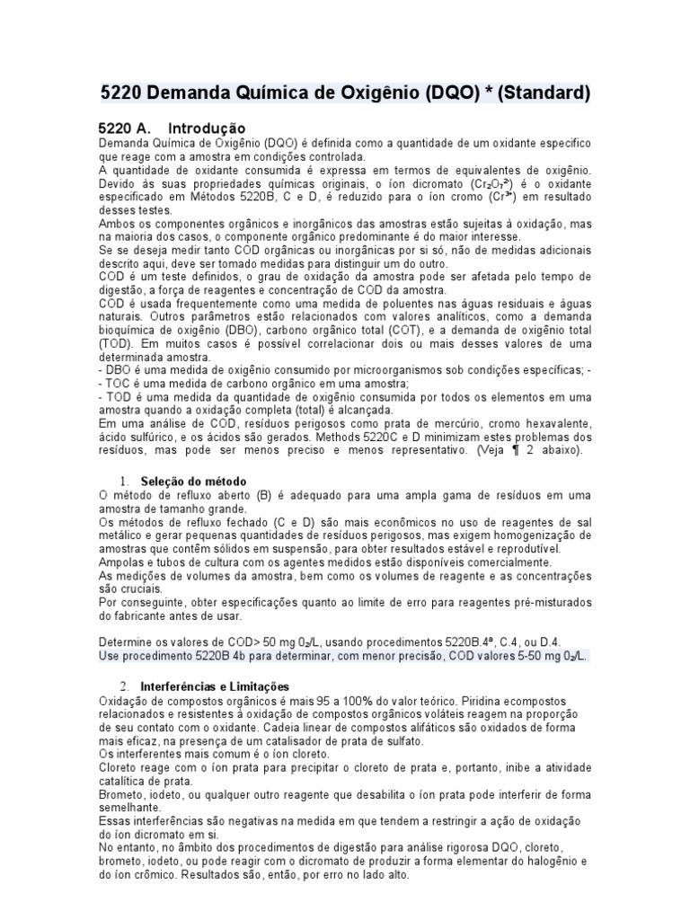 Demanda Química de Oxigênio (DQO) | PDF | Cromo | Titulação